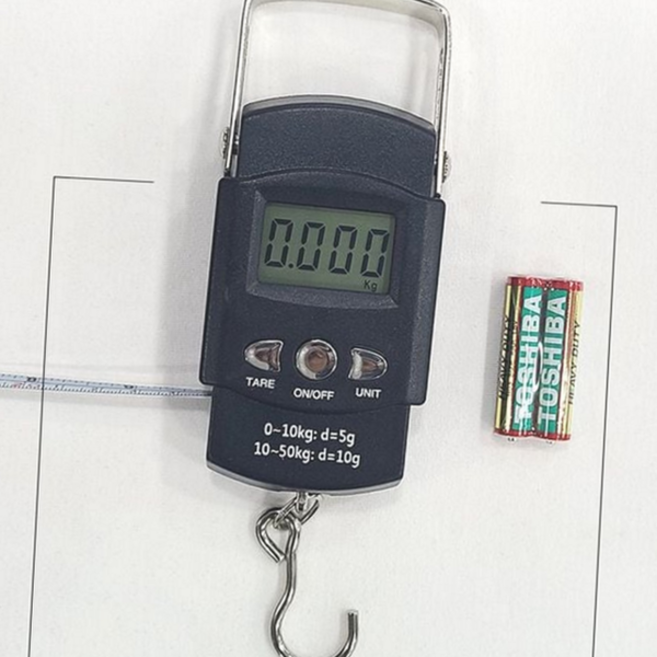 휴대용 전자 저울 미니 고리형 50kg 낚시용 전자 저울 다용도 디지털 수하물 컴팩트 가정용 생활용 핸디
