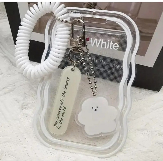 실리콘 카드케이스 시간표케이스 교통카드 포토카드 방과후시간표 곰돌이키링, 1개, 화이트