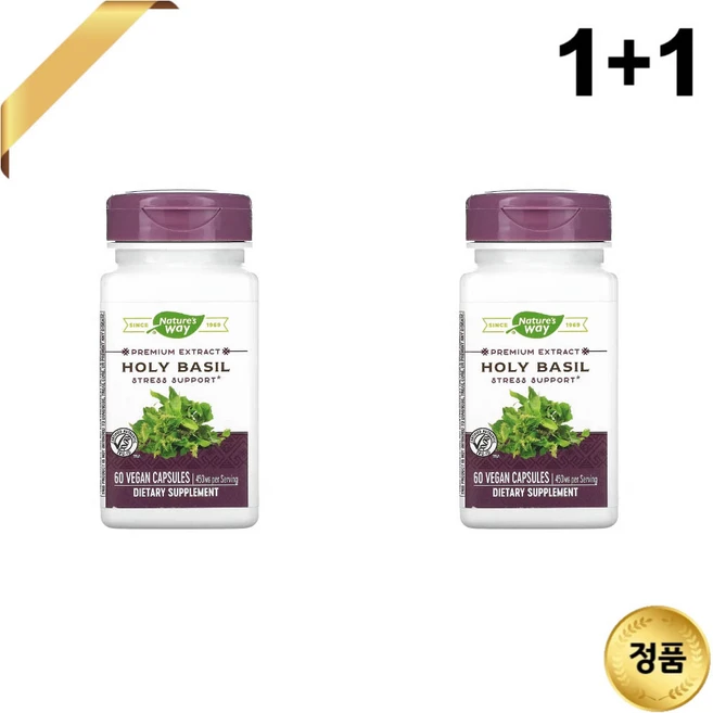 1+1 네이처스웨이 홀리 바질 추출물 450mg 60 베지 캡슐 비건 우르솔산 아답토젠, 60정 - 쿠팡
