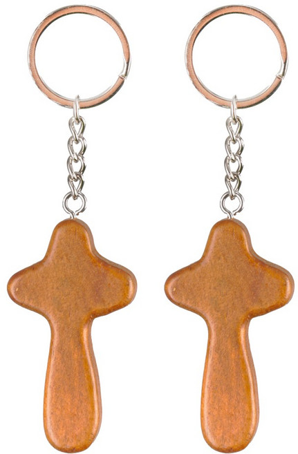 다니엘의기도 우든 십자가 키링 느티나무 소나무 원목 열쇠고리 세트, 2개, 브라운