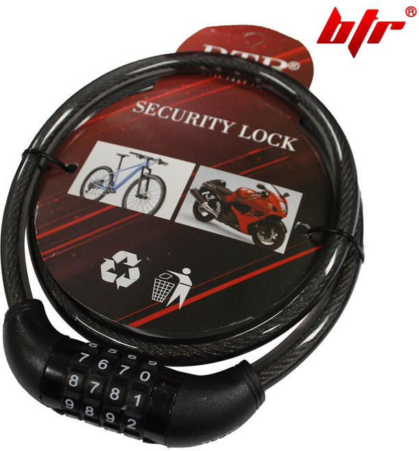 BTR 자전거 자물쇠 열쇠 와이어 관절락 도난방지 잠금장치, 선택03.자물쇠+BTR NW-120 번호키, 1개