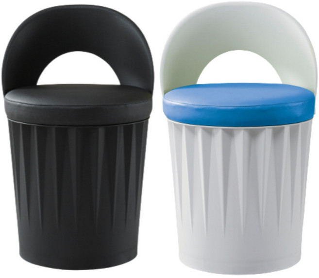 식당 업소용 백종원 깡통 수납 보조 드럼통 의자, C.등받이형 화이트, 그린