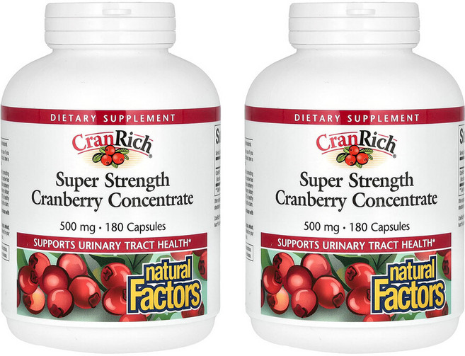 네추럴팩터스 크랜리치 슈퍼 스트랭스 크랜베리 컨센트레이트 500mg 캡슐, 180정, 2개