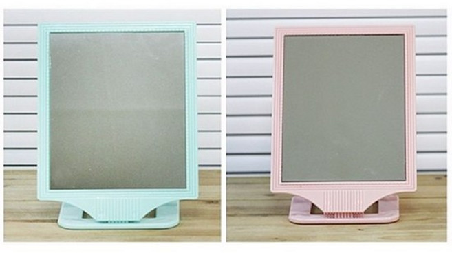 파스텔 사각 스탠드거울 1개 화장대거울 탁상거울, 핑크