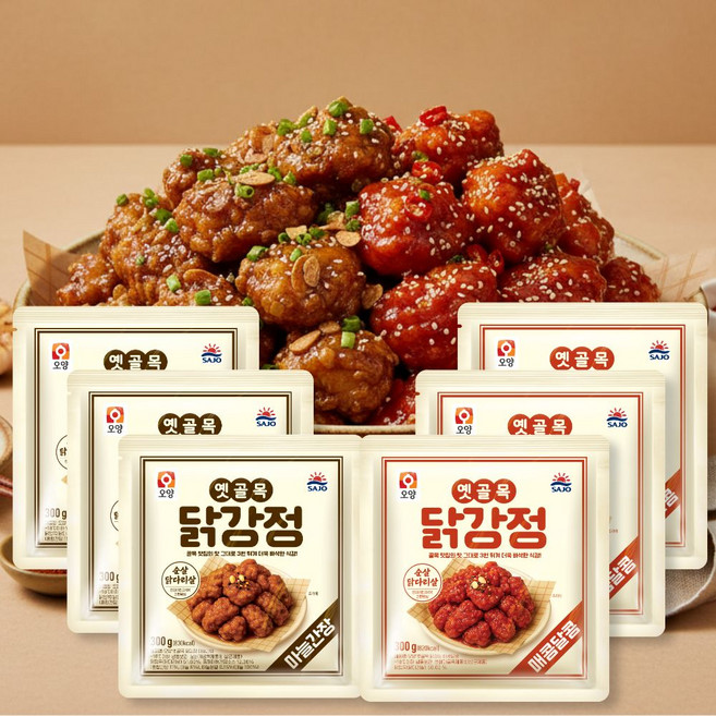사조오양 옛골목 닭강정 마늘간장300g+매콤달콤300g, 3개, 600g