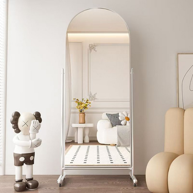 YAPOGI 이동식 안전유리 인테리어 거울 전신거울, 은색B