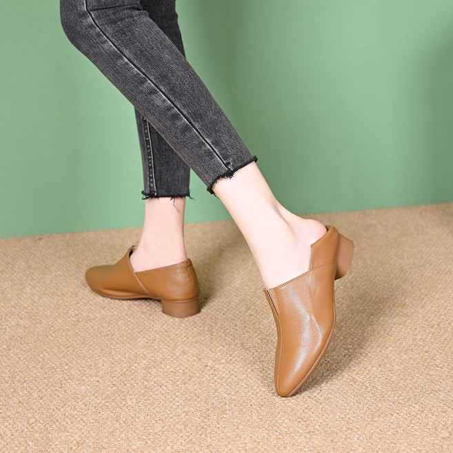 양가죽 하이힐 가을 구두 편한 통굽 구두