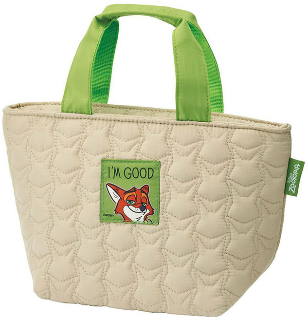 주토피아 닉 캐릭 무늬 퀄팅 보온보냉 런치백, 베이지, 1개