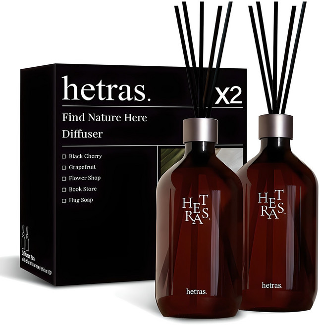 헤트라스 프리미엄 대용량 디퓨저, 퓨어런드리, 500ml, 2개