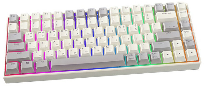 에코비 84키 RGB 레트로 디자인 3모드 유선 무선 블루투스 기계식 키보드, 퍼플축, B-KB250116YK84, 베이지