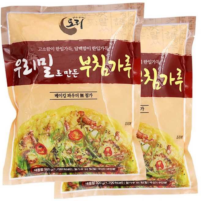 100% 국산재료 원재료가 심플해 믿고 먹는 토리식품 우리밀 부침가루, 2개, 500g