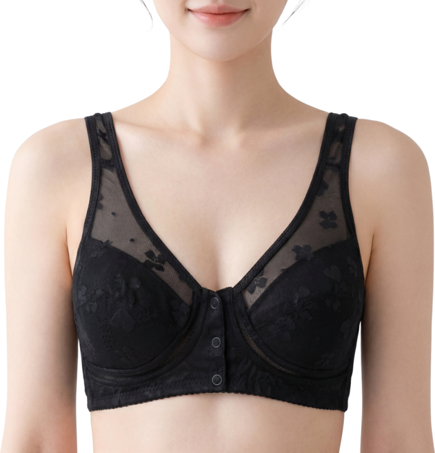 [두리] 앞단추 노와이어 브라 B컵 군살정리 파워넷 빅사이즈 보정브래지어