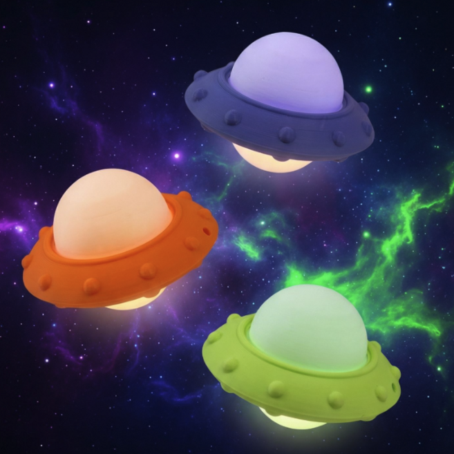 귀여운 내 손안의 작은 우주 UFO 클리커 3D 프린팅 피젯토이 3종, 1개, 스페이스 퍼플