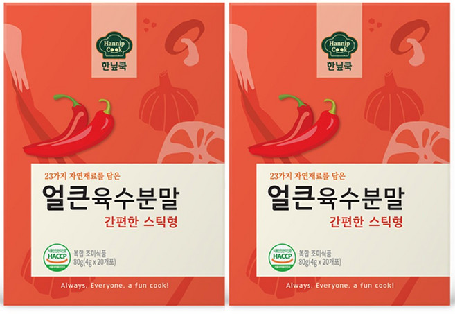 한닢쿡 얼큰육수분말 20개포, 2개, 80g