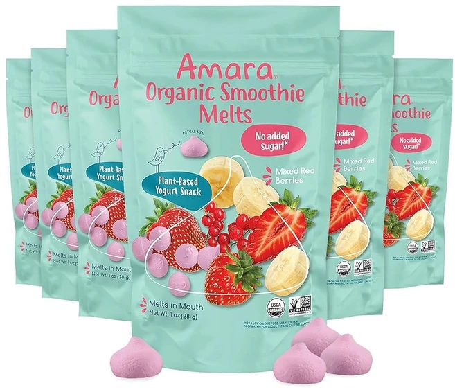 아마라 스무디 멜츠 - 혼합 레드 베리 과일과 채소로 만든 간식 도시락을위한 한 식물 기반, Mixed Red Berries, 28g, 1 - 쿠팡
