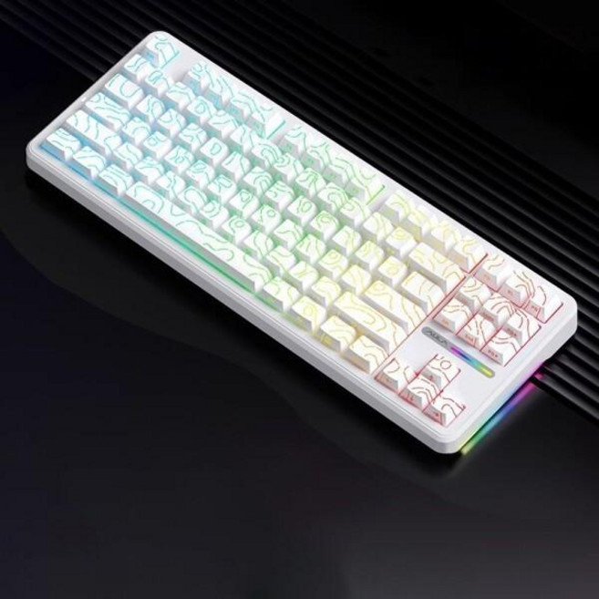 AULA 타란튤라 F87/F87PRO독거미 키보드 가스켓구조 기계식키보드, 극지축, F87 Pro, 화이트등고선 측각 10000mAh