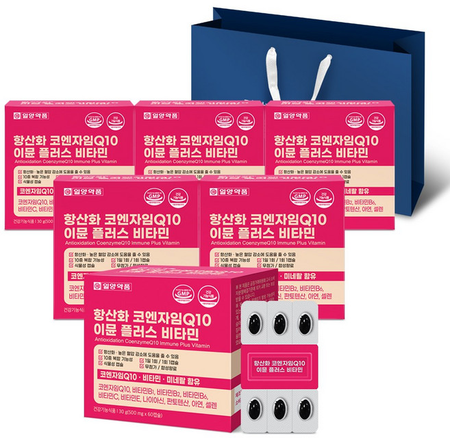 일양약품 항산화 코엔자임Q10 코큐텐 이뮨 비타민 6박스 12개월분 (쇼핑백), 60정, 6개