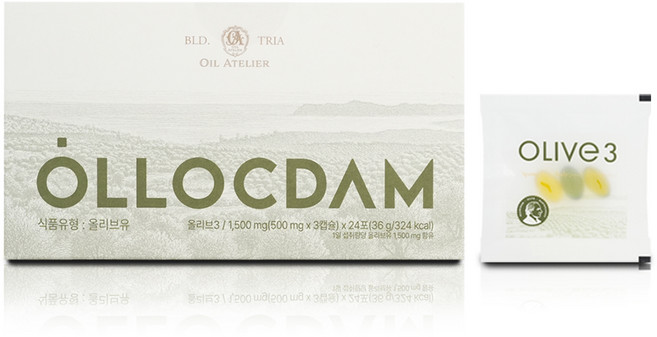 올록담 올리브3 EVOO 지중해 올리브오일 캡슐, 1박스, 72정