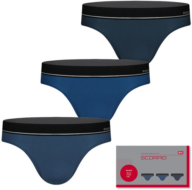 BYC 편안하고 베이직한 스콜피오 남성 삼각팬티 3매입
