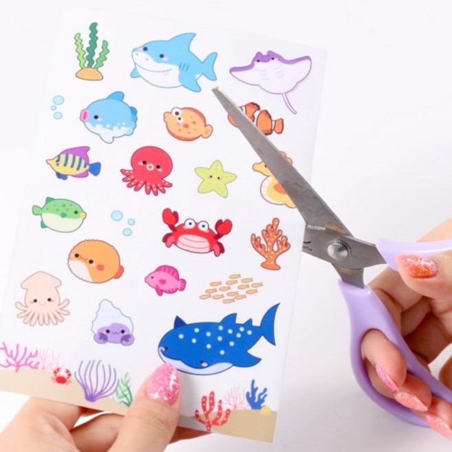 만들기재료잘라쓰는 여름스티커, 바다