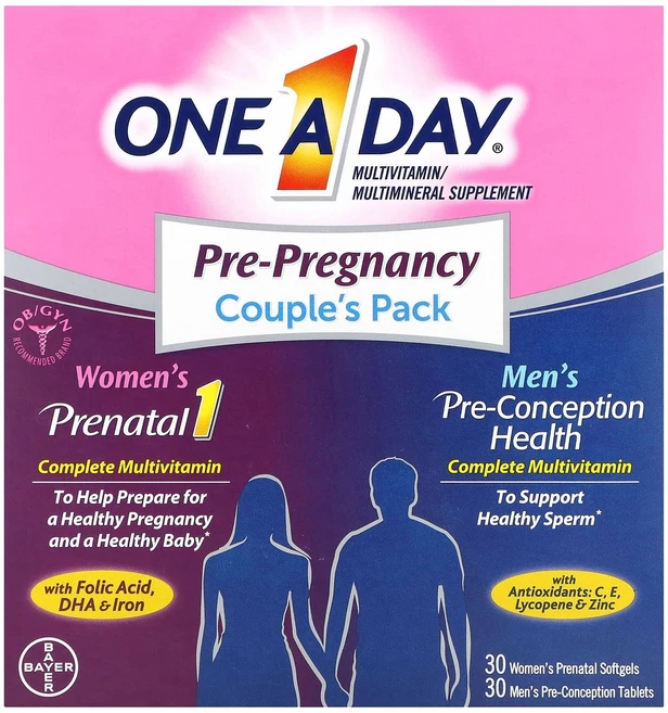 One-A-Day 임신 전 부부용 팩 여성용 임신부용 1 & 남성용 임신 전 건강 여성용 임신부 소프트젤 30정 남성용 임신 전 정제 30정, OneADay임신전부부용팩여성용임신부용1남성용임신전건강, 1개 - 쿠팡