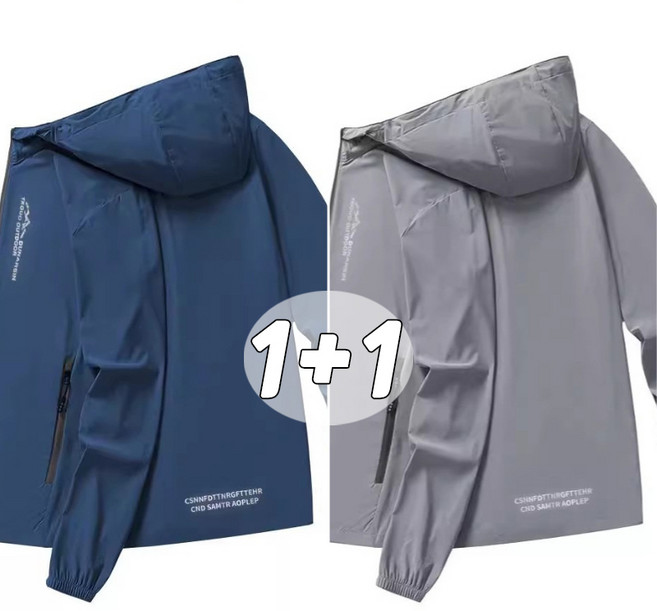 1+1 남자 여름 아이스 경량 후드자켓 쿨링 자외선 차단 아웃도어 등산 후드점퍼