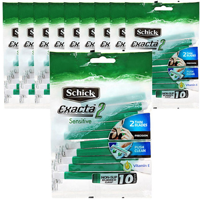 쉬크 이그젝타2 센서티브 일회용 면도기, 10개입, 10개