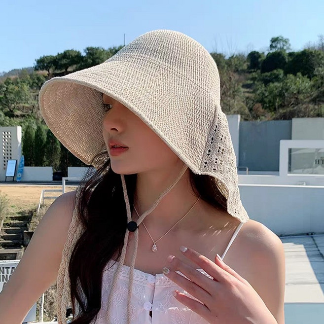 느와드코코 햇빛차단 그물망 가벼운 목가리개 플랩캡 챙넓은 모자