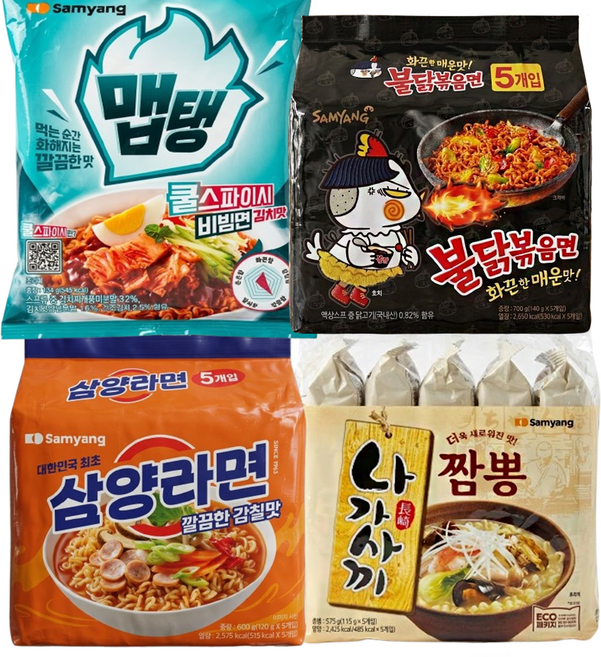맵탱비빔 4입+삼양라면 5입+불닭 5입+나가사끼 5입 총19개입, 19개