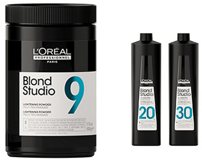 블론드 스튜디오 멀티테크닉 9 파우더 탈색제 산화제, 멀티테크닉9탈색제+30산화제, 1개, 500g