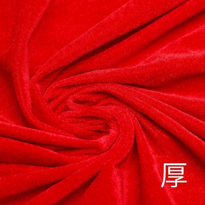 金絲絨布料 面料布頭清倉 加厚黑紅色絨布 展示布窗簾地攤布擺攤桌布 金絲絨布料, 大紅-加厚款
