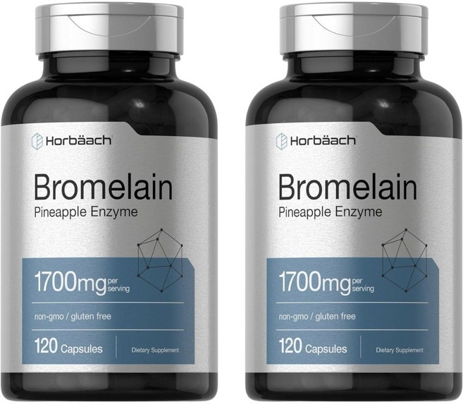 호바흐 브로멜라인 파인애플 효소 1700mg 120캡슐 브로멜린 Bromelain, 120캡슐 2개, 120정, 2개