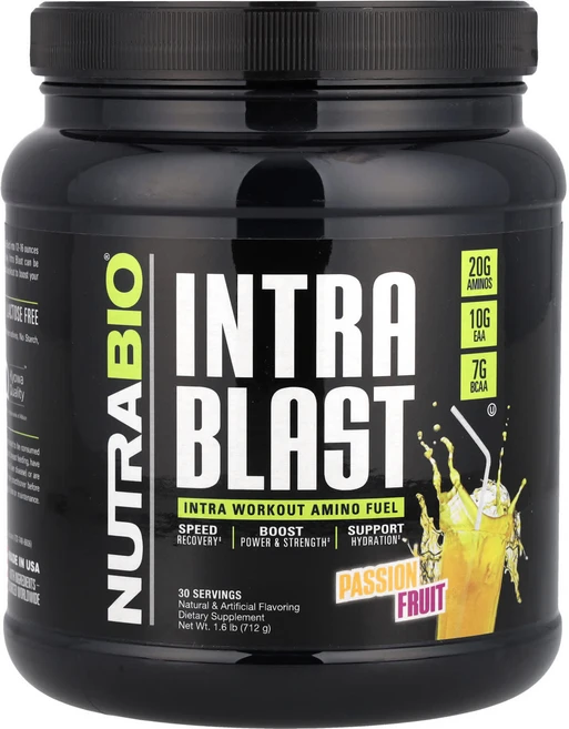 NutraBio Intra Blast 인트라 워크아웃 아미노 퓨얼 패션프루트 712g(1.6lb), NutraBioIntraBlast인트라워크아웃아미노퓨얼, 1개, 712g - 쿠팡