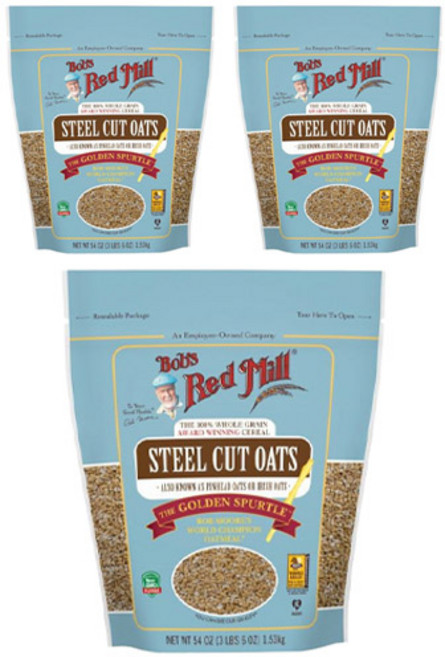밥스레드밀 홀 그레인 스틸 컷 오트, 1.53kg, 3개