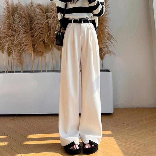 여성 가을철 바지 슬랙스 코듀로이 팬츠 캐주얼 스트레이트 팬츠 코듀로이 슬랙스