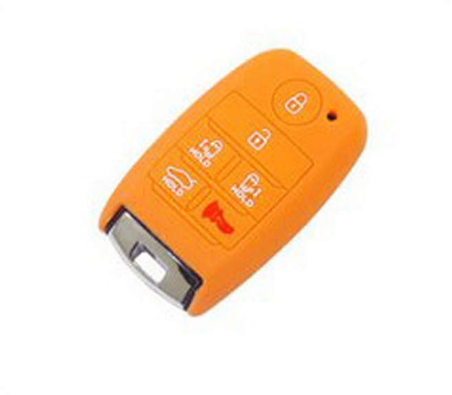 기아 호환 실리콘 키케이스, 스마트6버튼, 오렌지, .