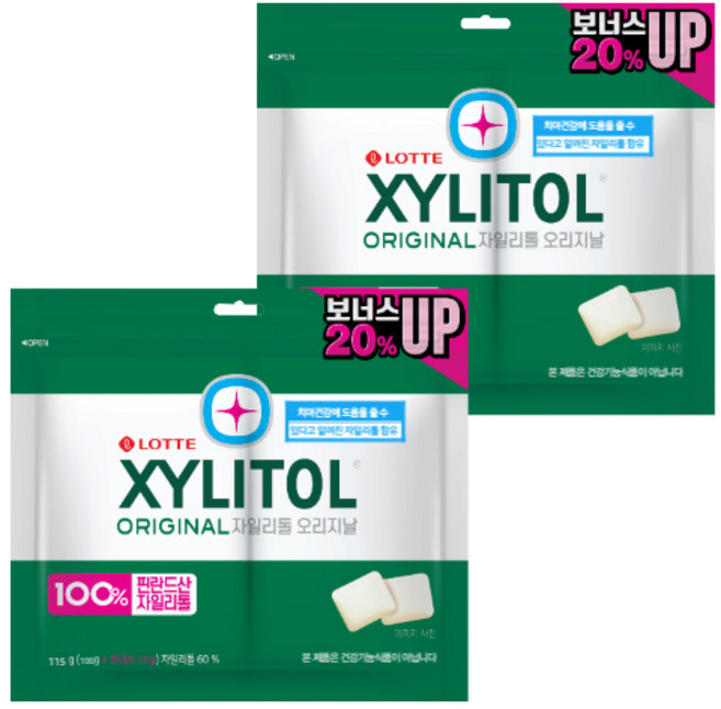 롯데자일리톨 오리지날 리필, 105g, 2개