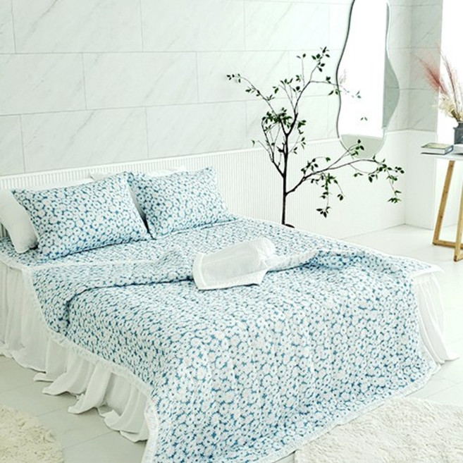 이불팩토리 시원한 인견 시어서커 여름 양면 누빔 차렵 이불 (슈퍼 싱글 퀸)