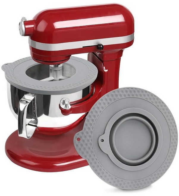 GABRELLA KitchenAid 4.5-5쿼트 틸트 헤드 스탠드 믹서 볼과 호환되는 실리콘 볼 커버 재료가 쏟아지는 것을 방지하는 믹서용 주방 보조 커버 (화이트) 316, 6-7 QT (그레이)