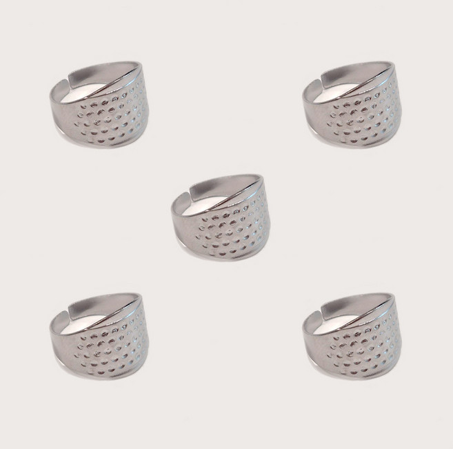 쇠골무 금속골무 길이조절 (프리사이즈) 5개, 1세트, 실버