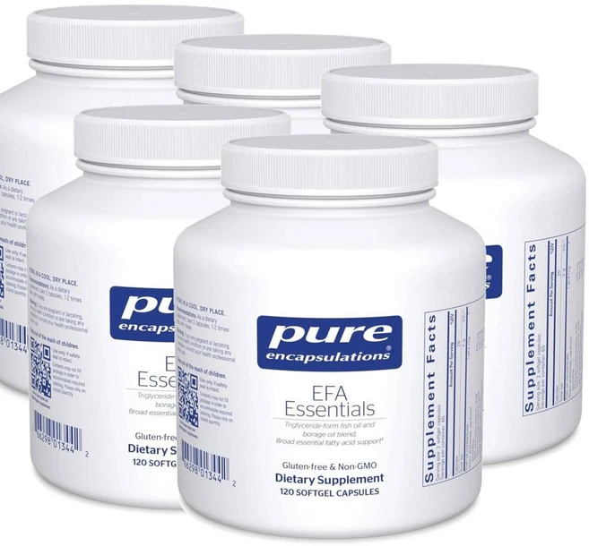 퓨어인캡슐레이션 EFA 에센셜 피쉬오일 보리지오일 블렌드 소프트젤 Pure Encapsulations, 120정, 5개 - 쿠팡