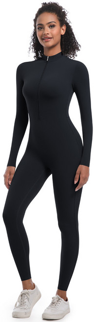 프리미엄 반집업 슬림핏 고탄력 롱 요가복 피트니스 러닝 점프슈트 SH1594