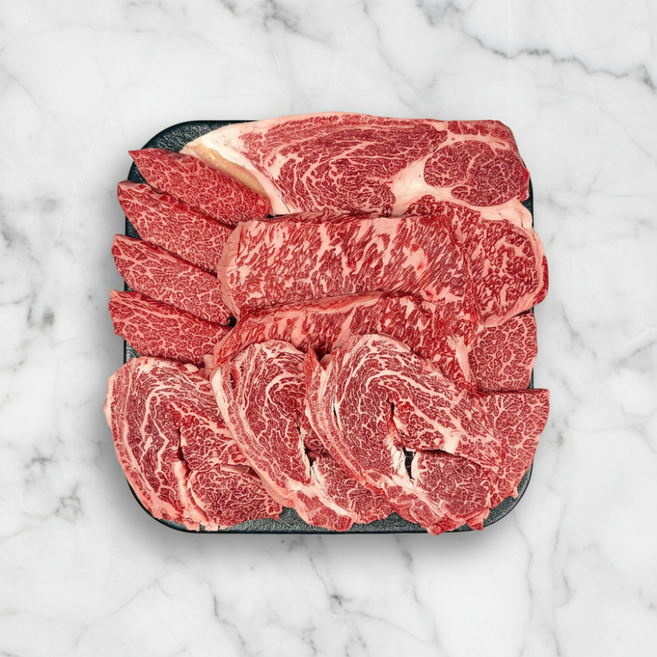 [대산축산] 1++ 투쁠 구이 모둠 한판 900g 프리미엄 세트 소스 4종 증정, 1개