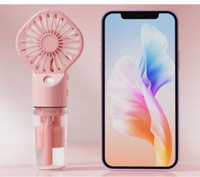 TNTN 스프레이 물분무 휴대용 미니선풍기 가습기 미스트 1200mAh, 핑크