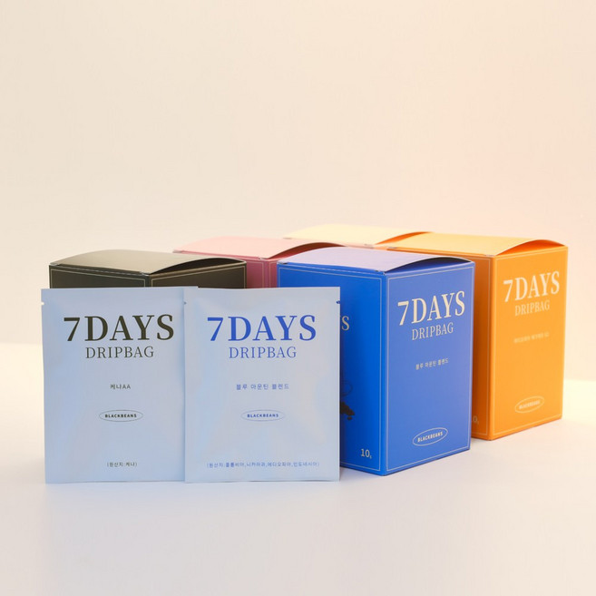 블랙빈스 드립백 커피 홈카페 선물용 핸드드립, 5박스, 7개입, 10g