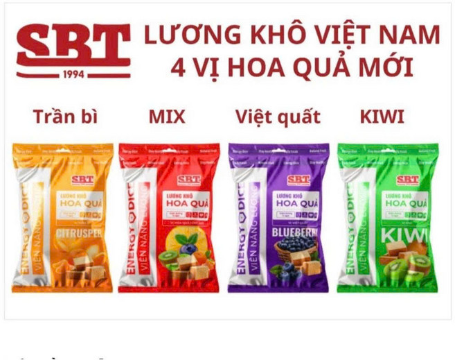 SBT 혼합 13가지 맛 건빵 - 설탕 감소 Luong Kho Mix 13 vi SBT, 1kg 4가지 과일 맛