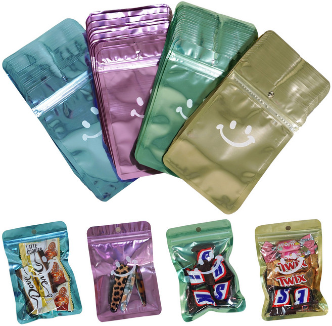 두리앤고 어린이집 간식 포장 봉투 선물 투명 지퍼백, 80개, 4 Colors