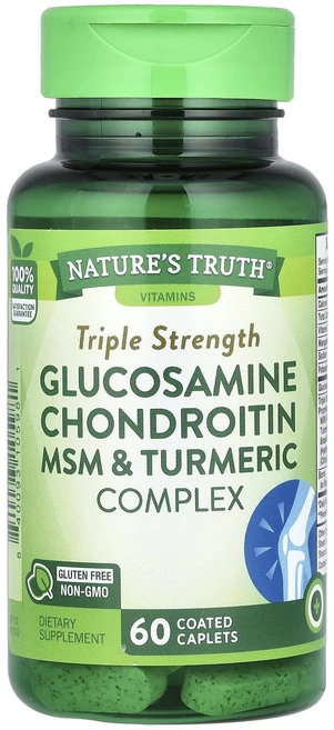 Nature's Truth 글루코사민 콘드로이틴 MSM 및 강황 복합체 3배 강도 코팅 정제 60정, NaturesTruth글루코사민콘드로이틴MSM및강황복합, 1개 - 쿠팡