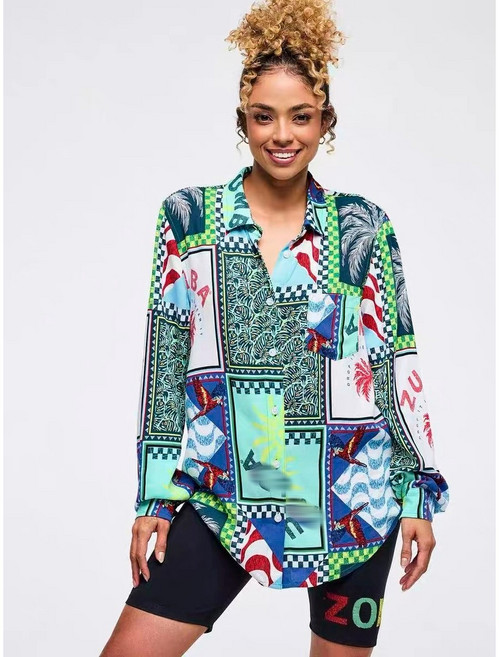 Merero ZW 줌바룩 헬스복 트레이닝복 댄스 요가복 긴팔 셔츠 에어로빅복 단체복 줌바셔츠763