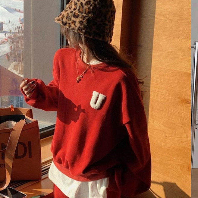 사은품 증정 뽀글패치 트레이닝 세트 기모 상하세트 (4color)